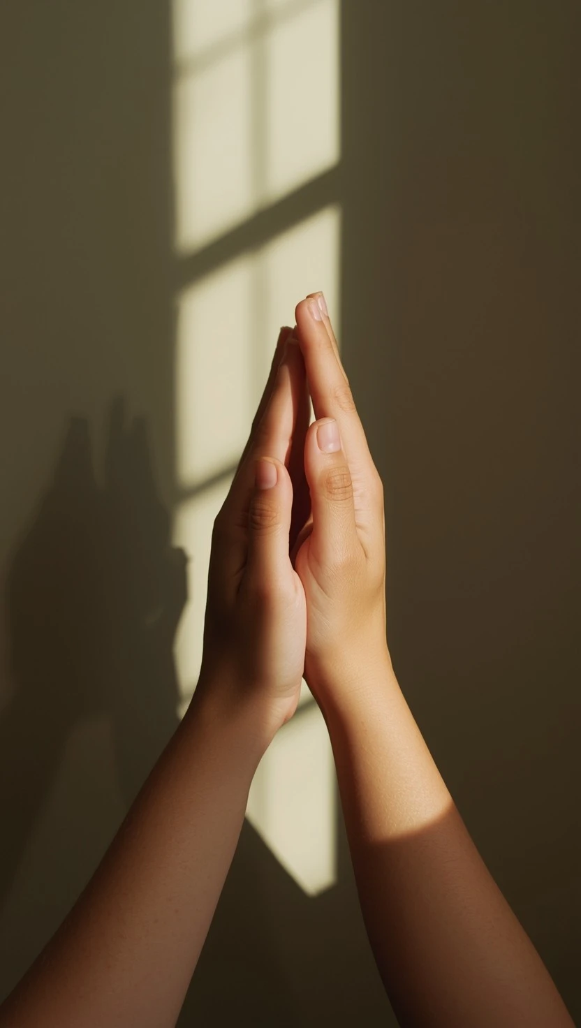 Two people connecting, hands together